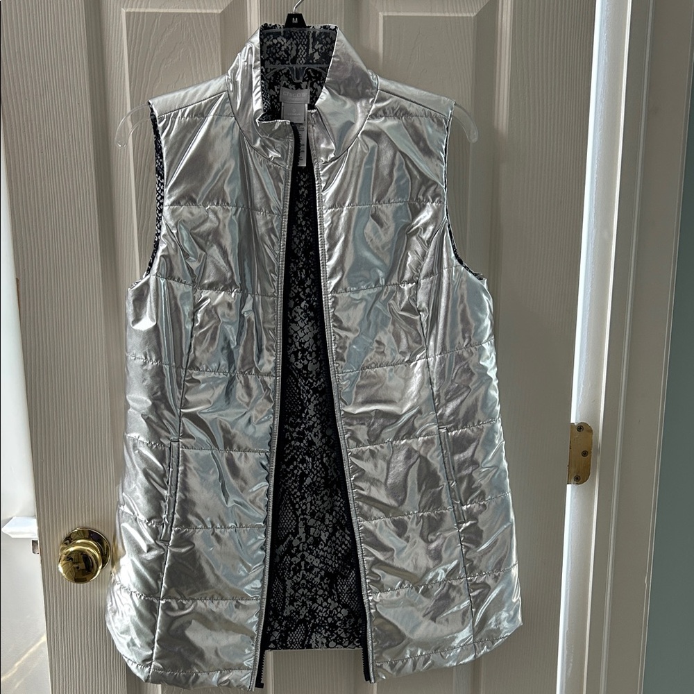 Reversible!! Chico's Metallic Silver Vest